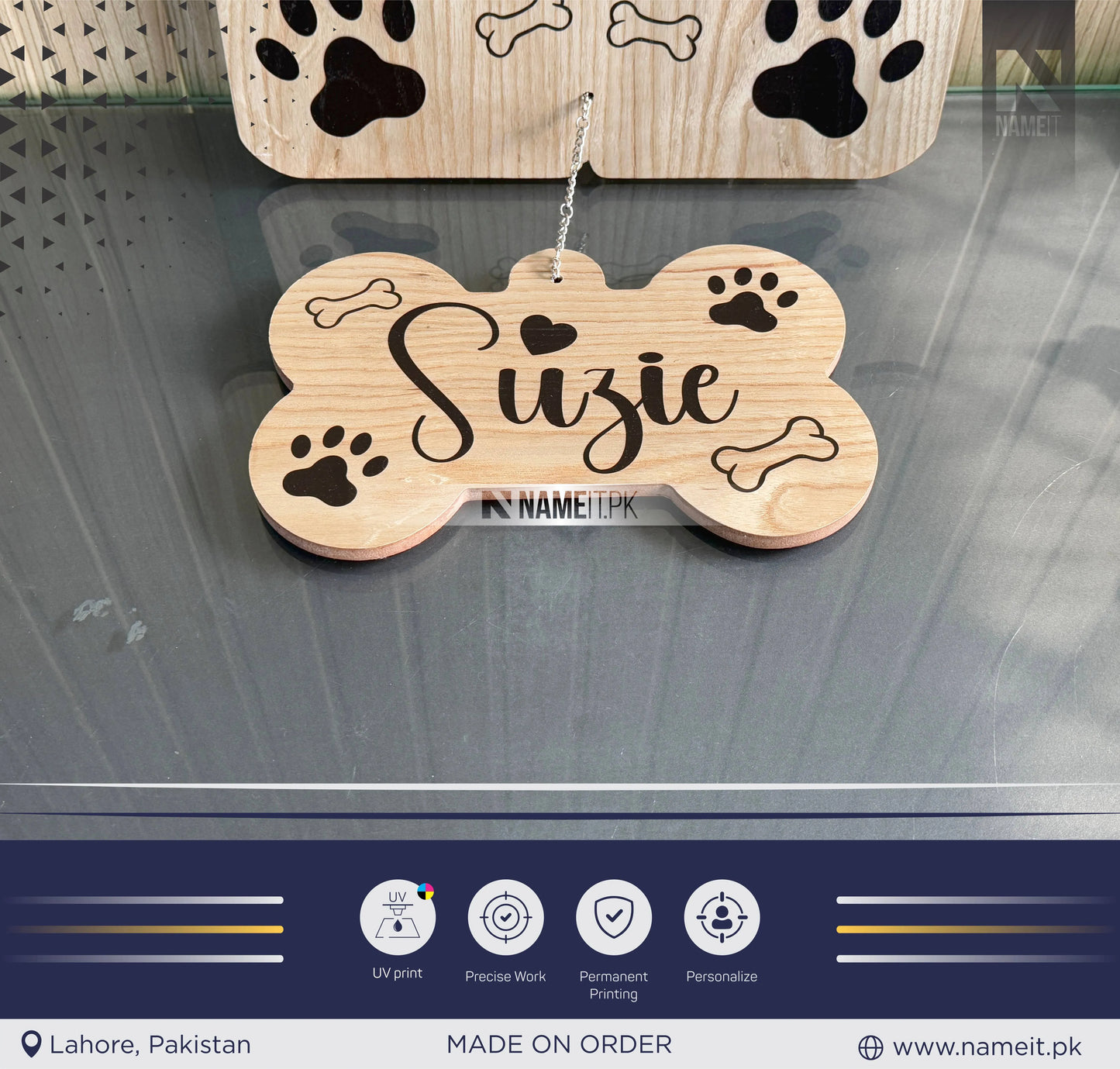 Personalised Pet Sign. A house is not a home without a dog - Dog sign - Housewarming gift - Wooden Laser Cut Uv Print Pet Sign