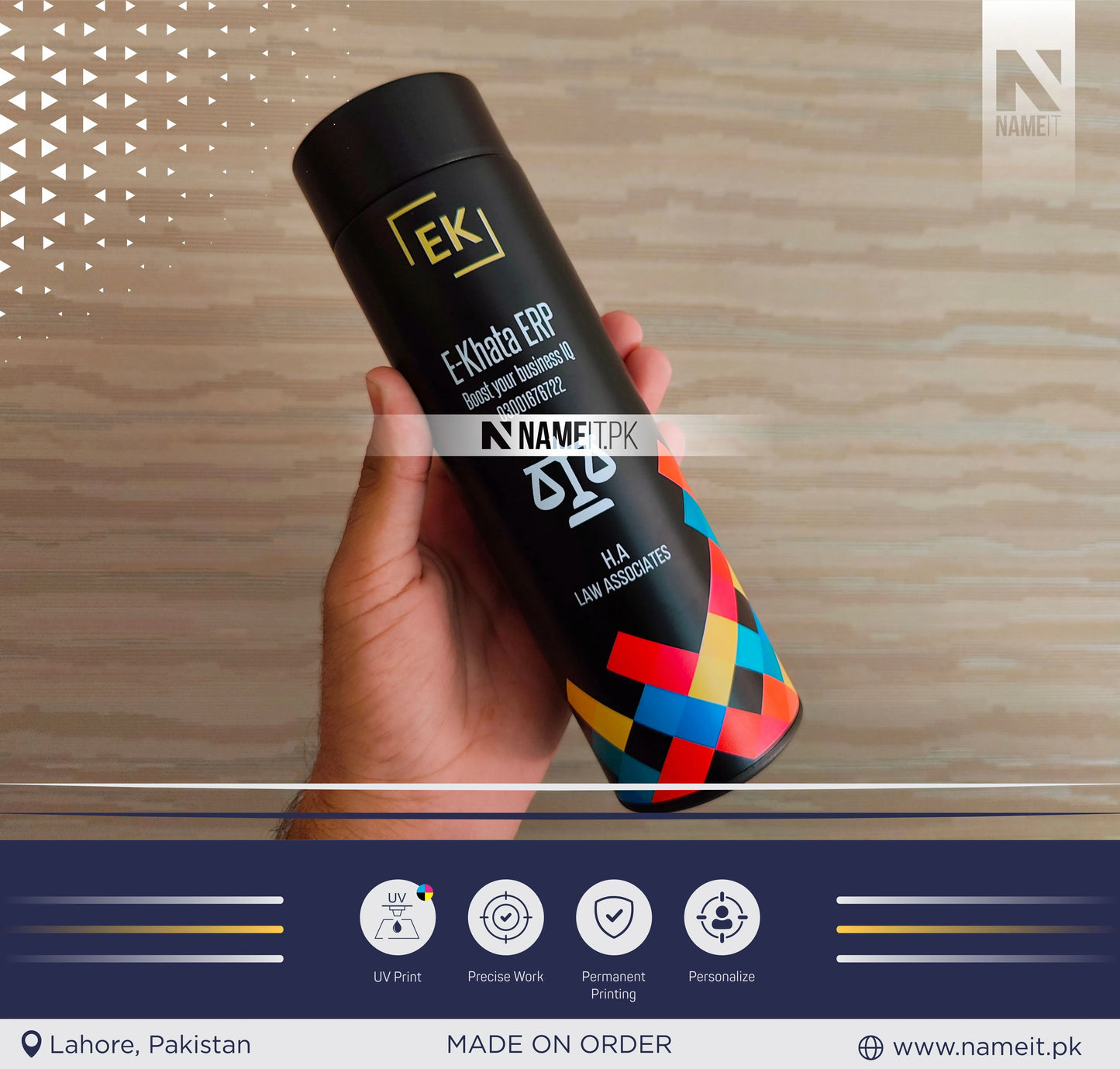 Personalized Digital Temperature Display Thermos with Name and Date, Temperature Water Bottle , Round Printed Water Bottle