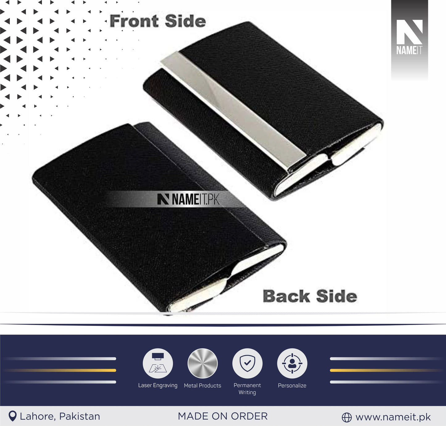 Double Sided Business Card Case ATM Credit Card Holder Pocket Size for Men & Women, Black, Minimalist