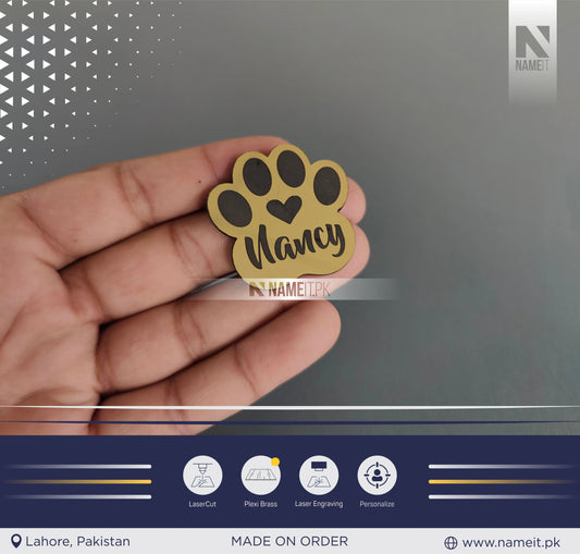 Pets Tag Personalized, Paw Shape Tag, Cat Tags for Collars, Engraved Cat Tag, Cat Name Tag, Customized Pet Tag, Kitty Tag, Golden Acrylic Material