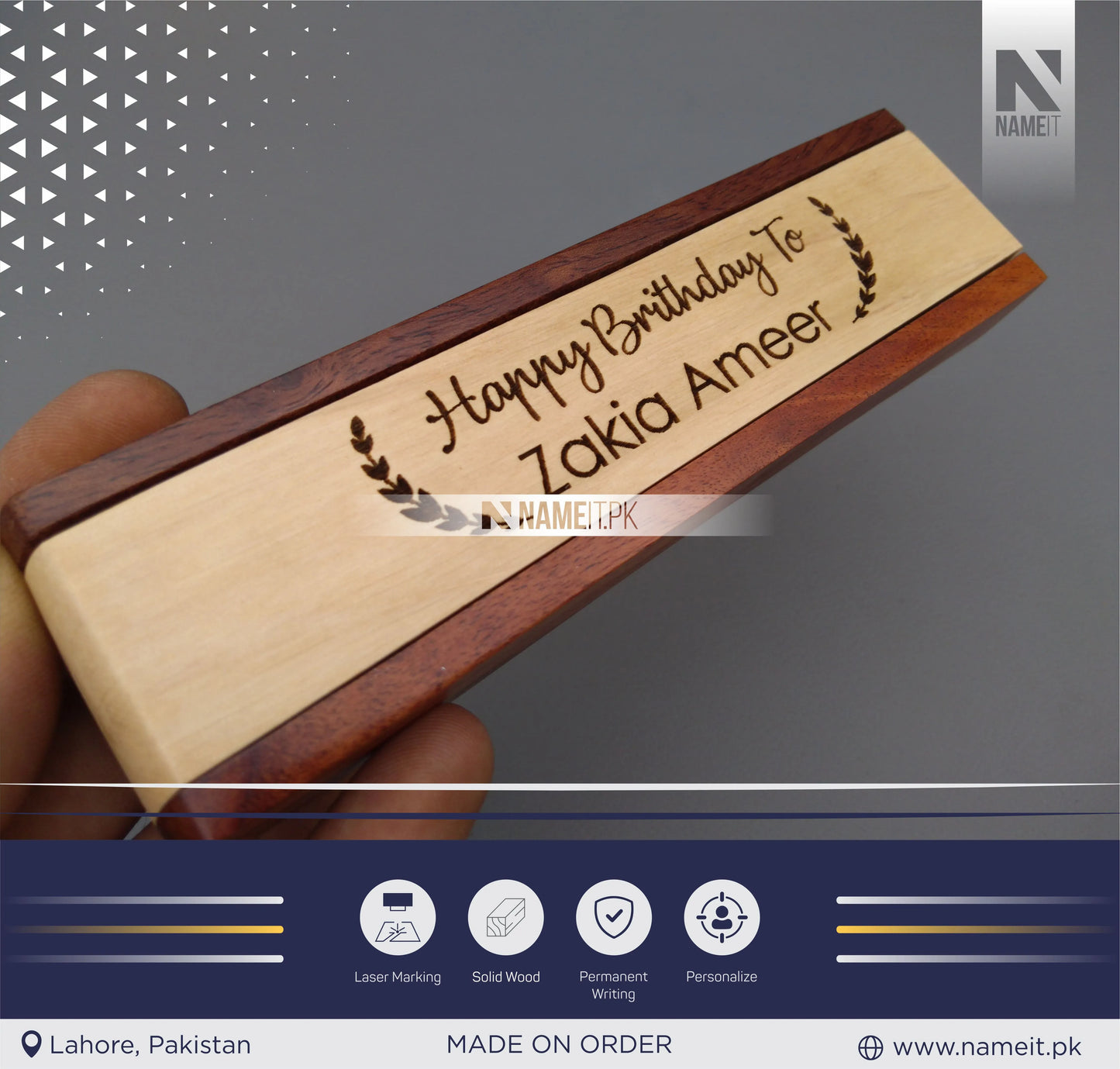 Wooden Pen and Pen Holder, Custom Engraved Name Wooden Holder Box Set