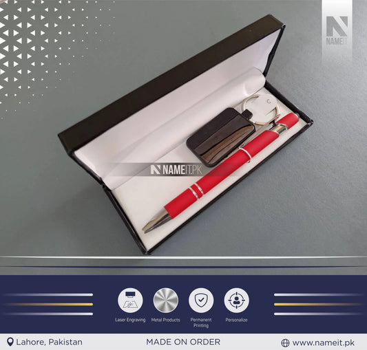 Gift Set 2 in 1, Customized Stylus Metal Pen & Metal Keyring