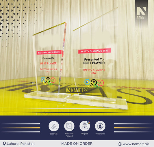 Personalized Printed Award Corporate Trophy Award - Company Anniversary Awards Ceremony, Clear Glass Trophy, Appreciation Corporate Award