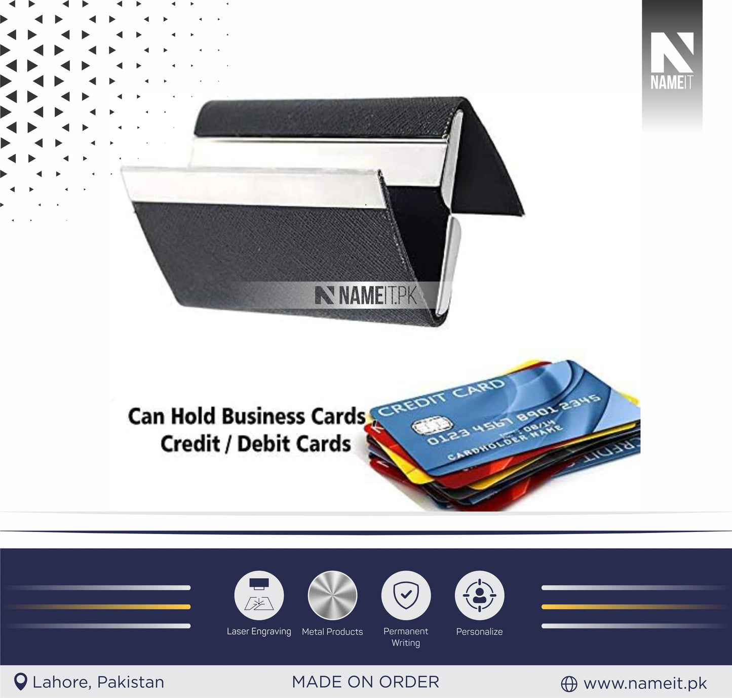 Double Sided Business Card Case ATM Credit Card Holder Pocket Size for Men & Women, Black, Minimalist