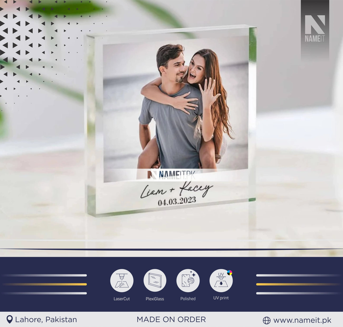 Engagement Personalised Photo Block, Engagement Gift, Anniversary Photo Frame, Wedding Gift, Engagement Acrylic Plaque