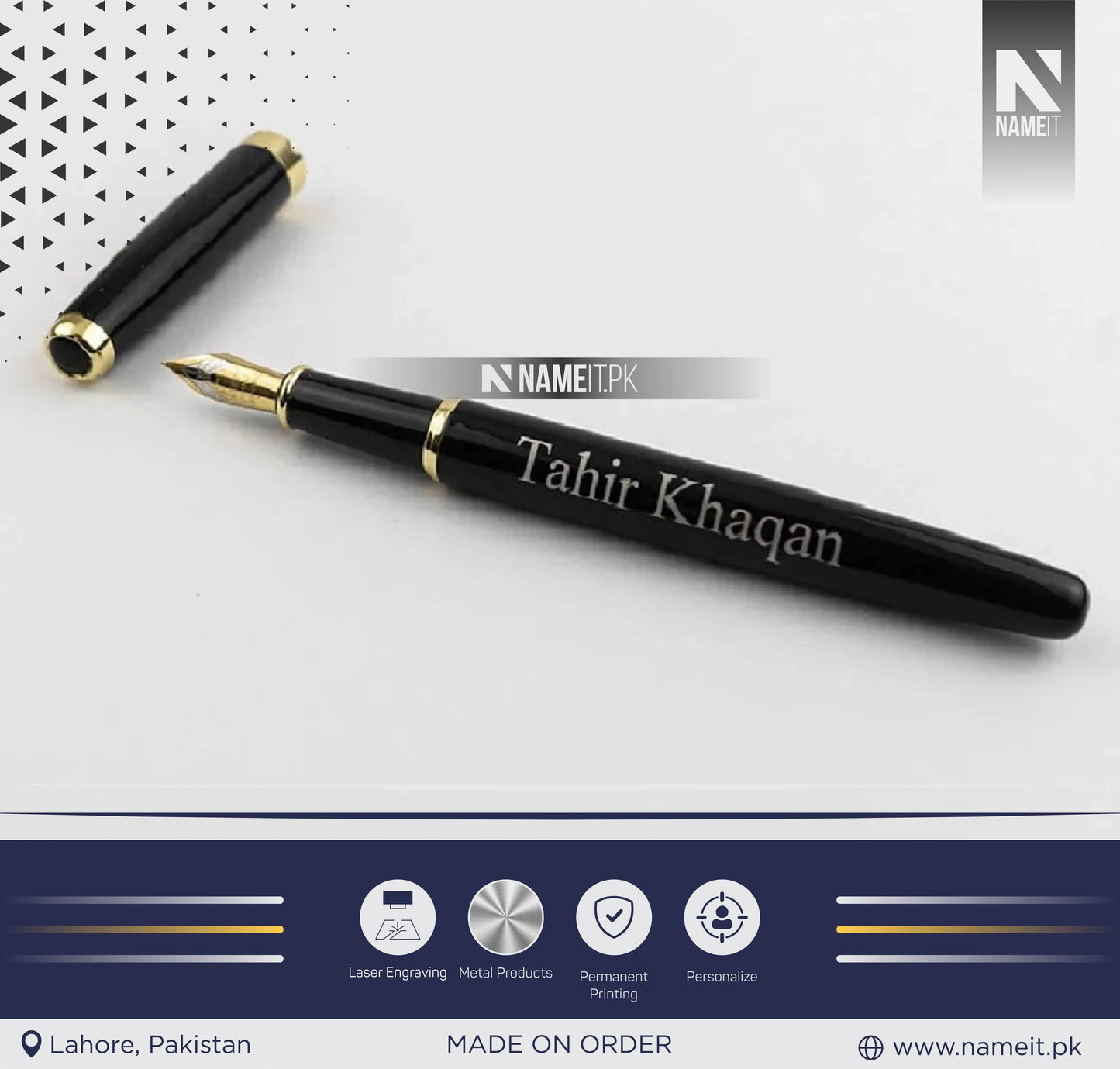 Personalized Fountain ink Pen with Name Engraved - Gifting on Any Special Occasion - Matt Black, Golden Clip Teachers Day Gift