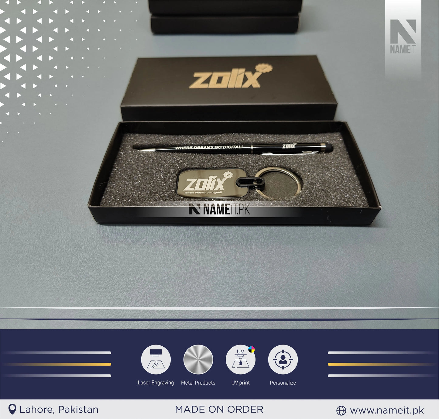 Corporate Gift Set, Customized Premium Metal Pen & Metal Keyring