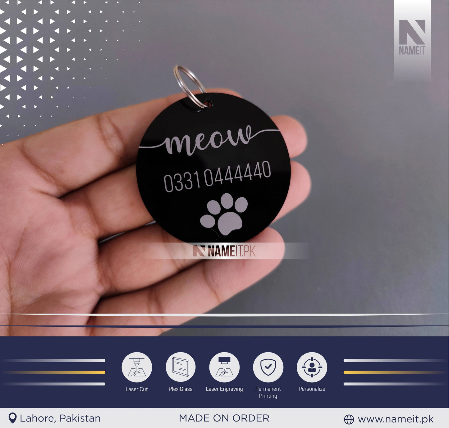 Personalised Acrylic Pet ID Tag, Circle Engraved Pet Tag, Custom Pet Tag - 2 colour choices available