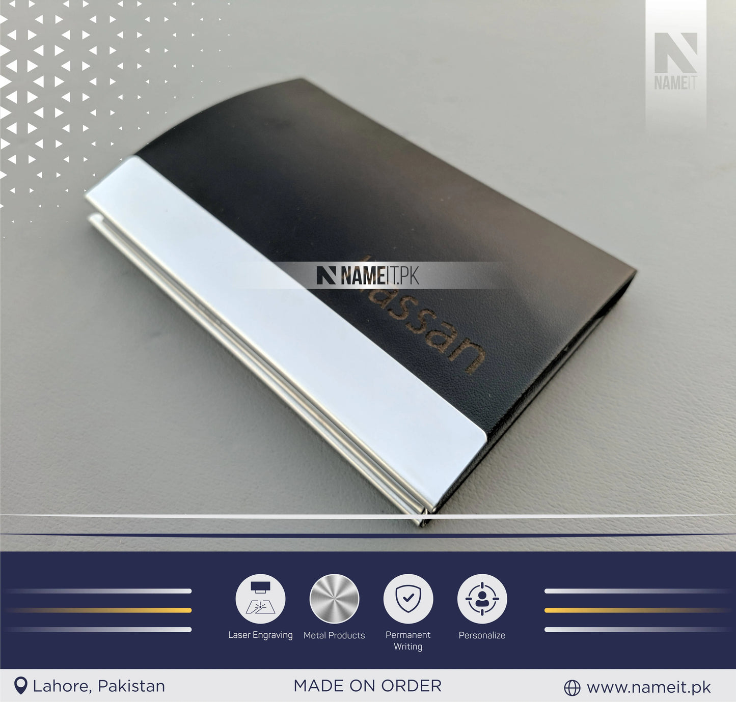 Company Personalized Business Leather Card Holder, Logo/Text Laser Engraved