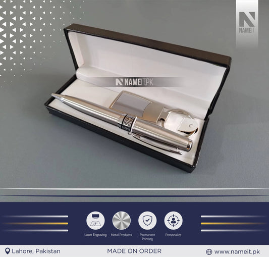 Gift Set 2 in 1, Customized Premium Metal Pen & Metal Keyring