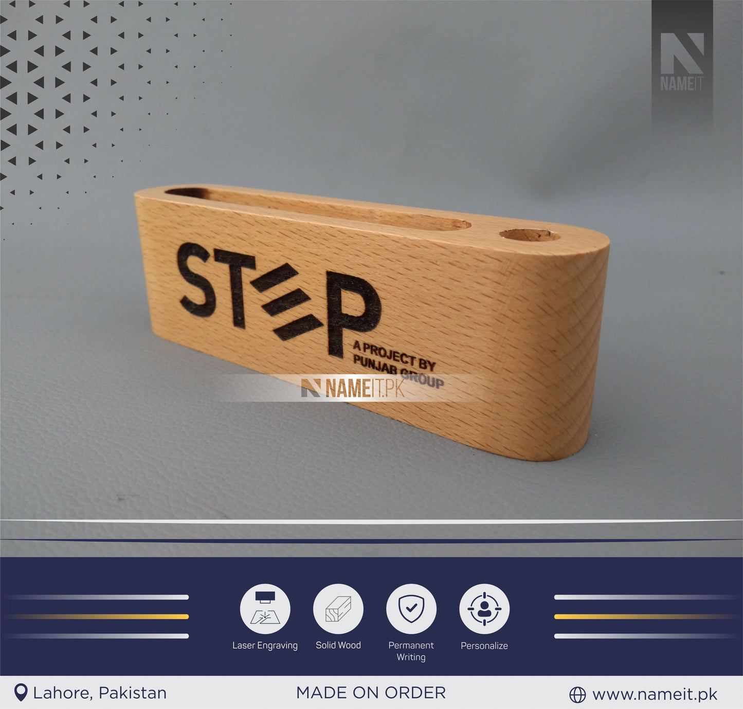 Professional Business Card Holder, Slim Wooden Table Card Holder with NAME