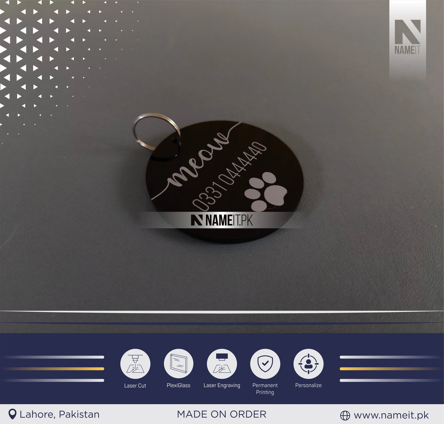 Personalised Acrylic Pet ID Tag, Circle Engraved Pet Tag, Custom Pet Tag - 2 colour choices available