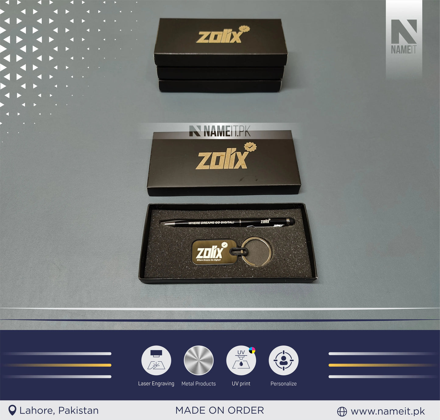 Corporate Gift Set, Customized Premium Metal Pen & Metal Keyring