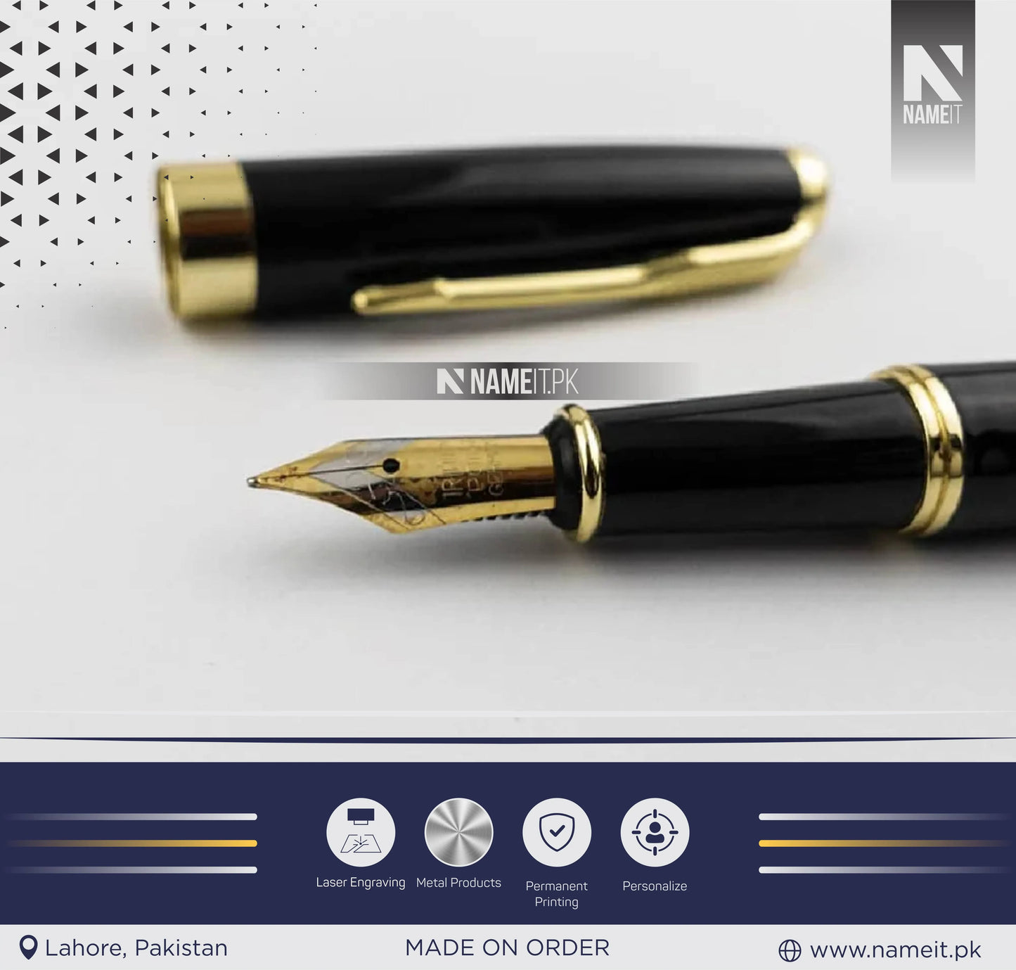 Personalized Fountain ink Pen with Name Engraved - Gifting on Any Special Occasion - Matt Black, Golden Clip Teachers Day Gift