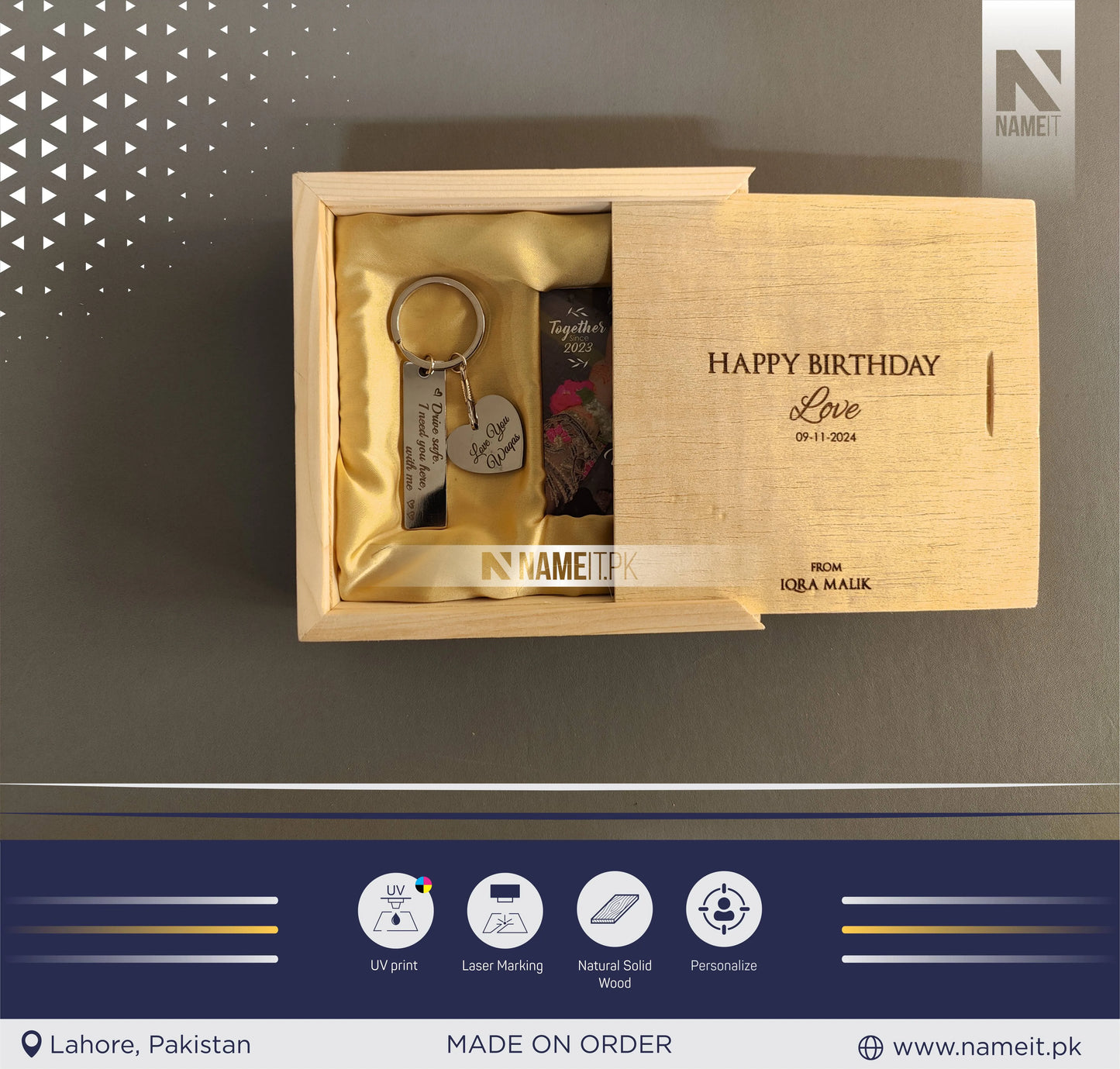 Customize Metal Wallet Card With Message, Customize Metal Keyring With Box Packing (perfect Gift To Send Your Father , Husband , Fiance Or Any One)