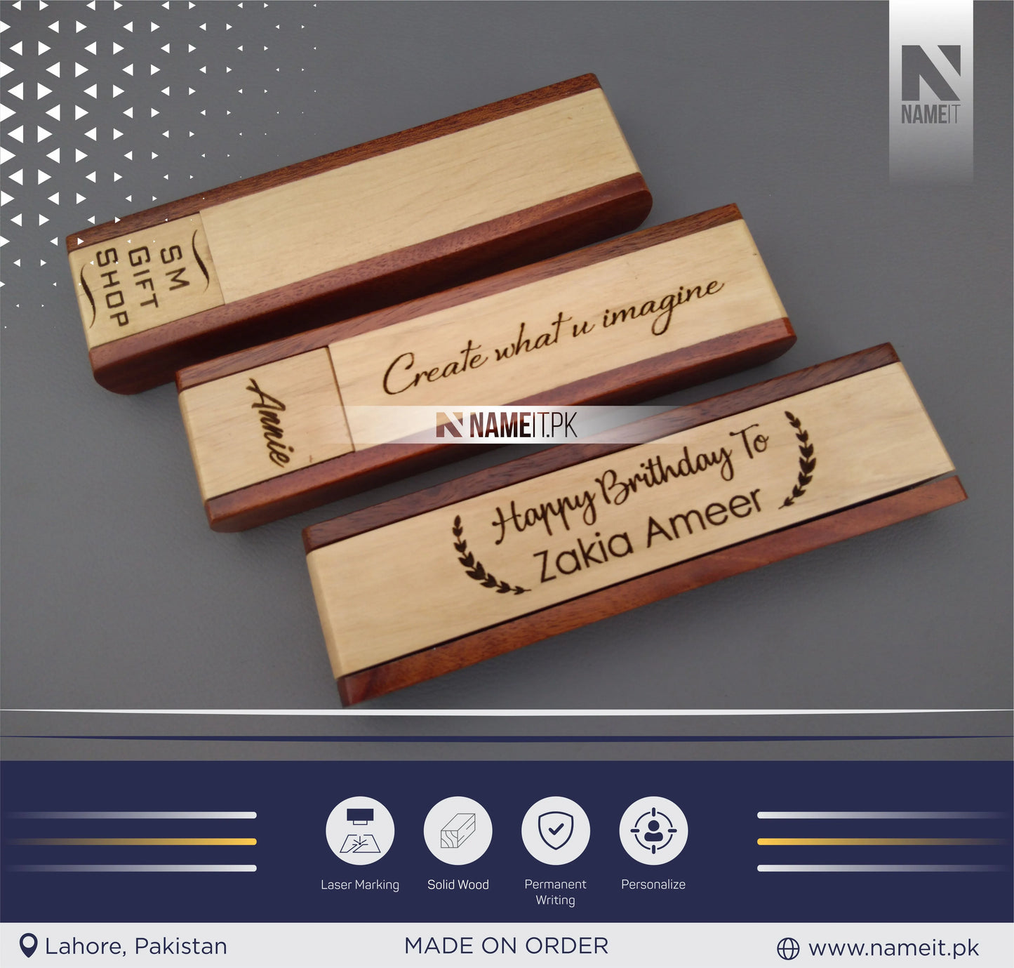 Wooden Pen and Pen Holder, Custom Engraved Name Wooden Holder Box Set