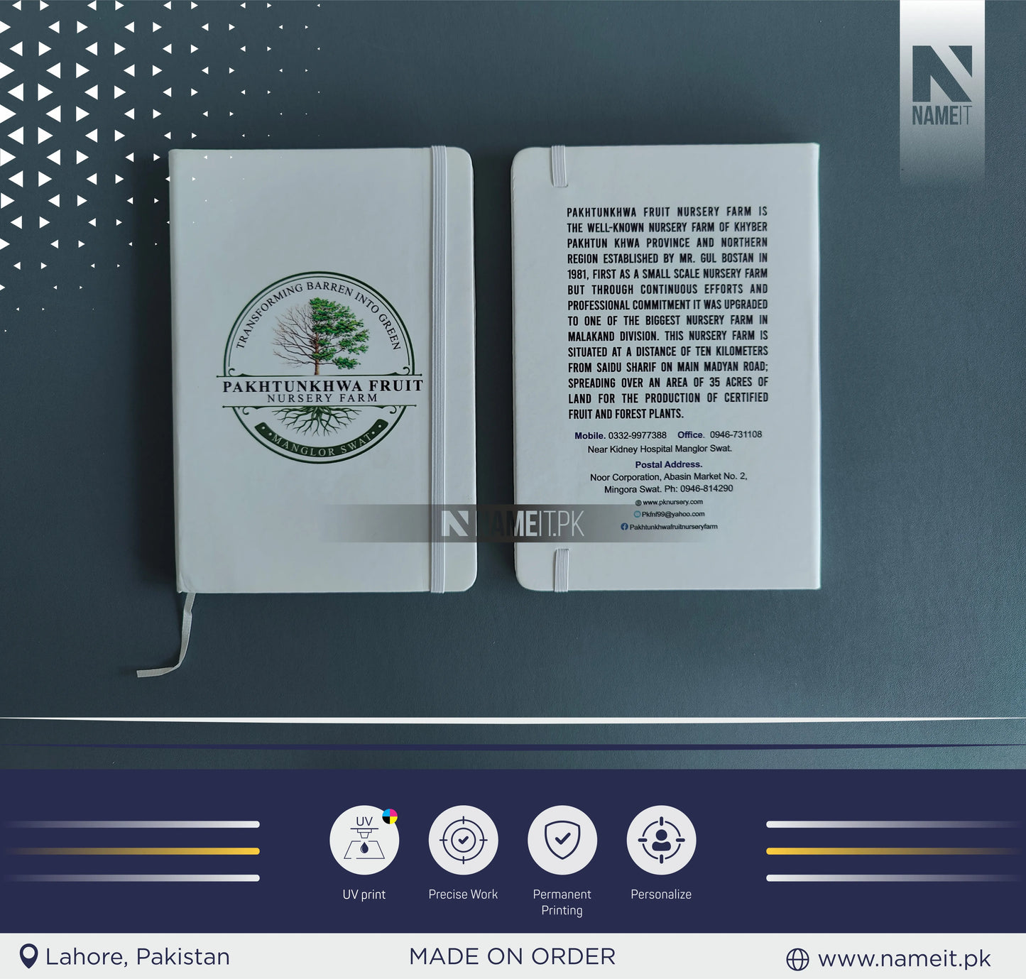 Diary, Custom Company Name Logo Diary, Front and Back side UV PRINTED