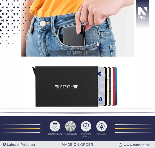 Pop Up Wallet, Slim Minimalist Credit Card Holder For Men and Women RFID Blocking Mini Metal Case