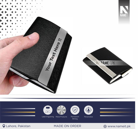 Double Sided Business Card Case ATM Credit Card Holder Pocket Size for Men & Women, Black, Minimalist