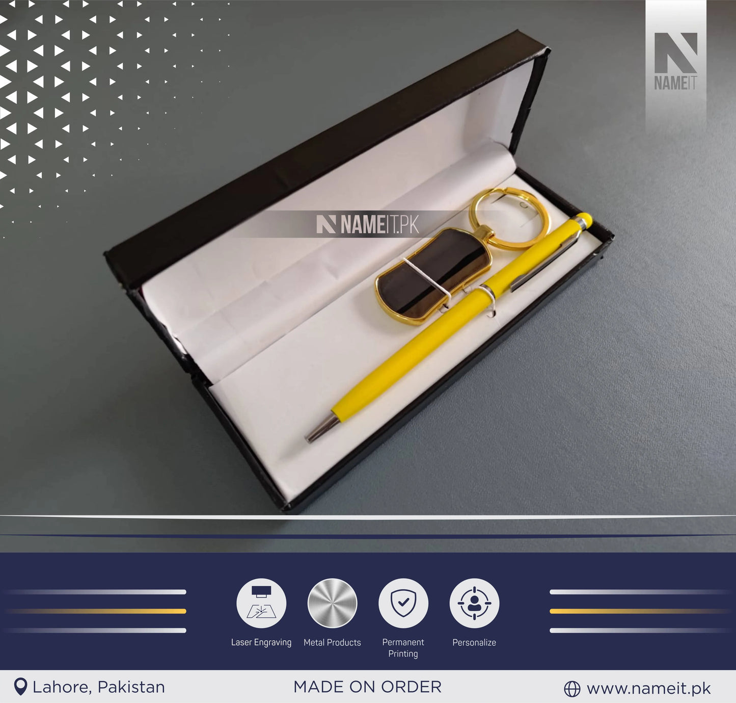 Gift Set 2 in 1, Customized Premium Metal Pen & Metal Keyring