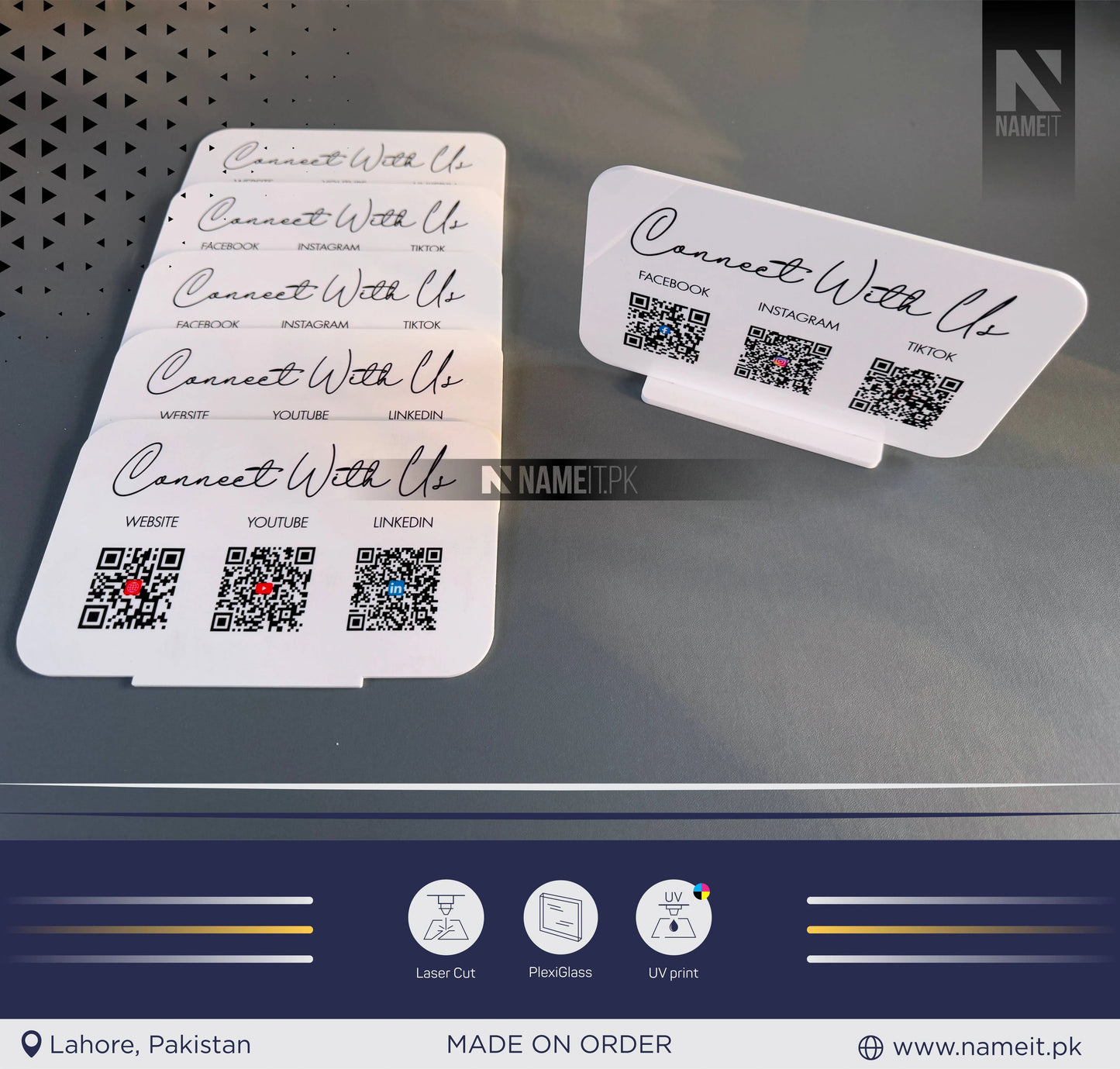 Multi QR code Business Social Media Sign | Payment Sign | Custom Logo Sign | Payment Method and Social Media Sign