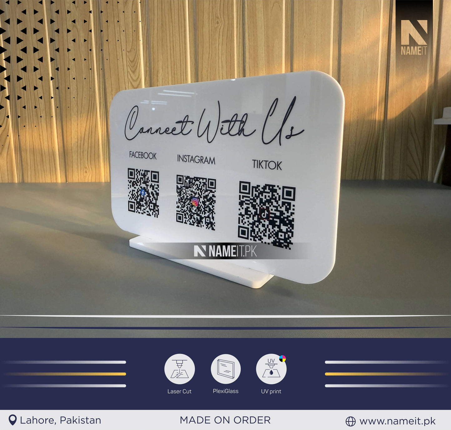 Multi QR code Business Social Media Sign | Payment Sign | Custom Logo Sign | Payment Method and Social Media Sign