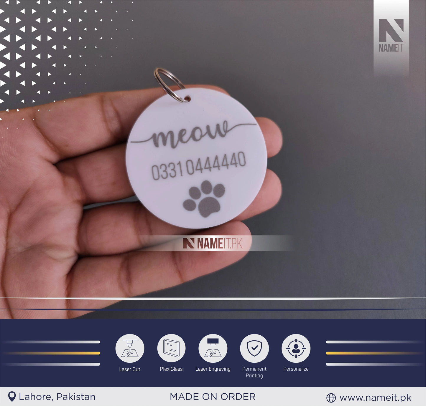 Personalised Acrylic Pet ID Tag, Circle Engraved Pet Tag, Custom Pet Tag - 2 colour choices available