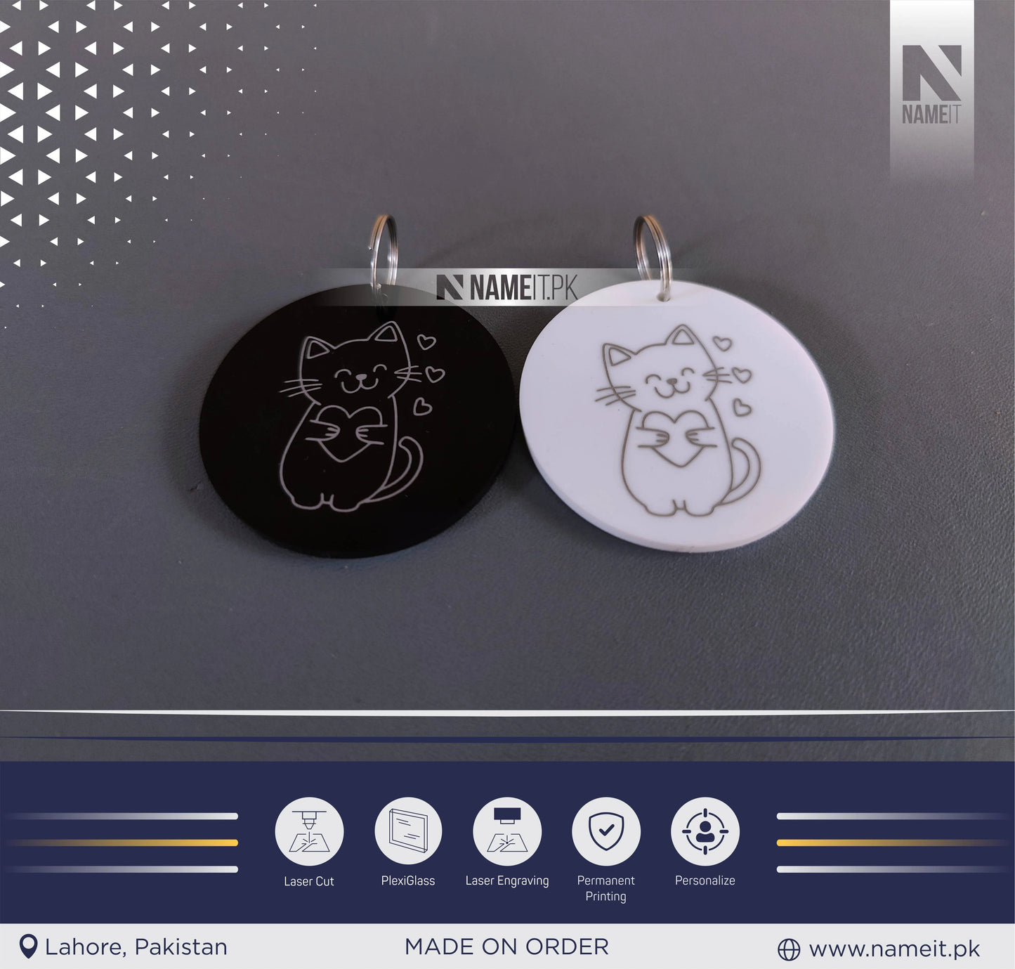 Personalised Acrylic Pet ID Tag, Circle Engraved Pet Tag, Custom Pet Tag - 2 colour choices available