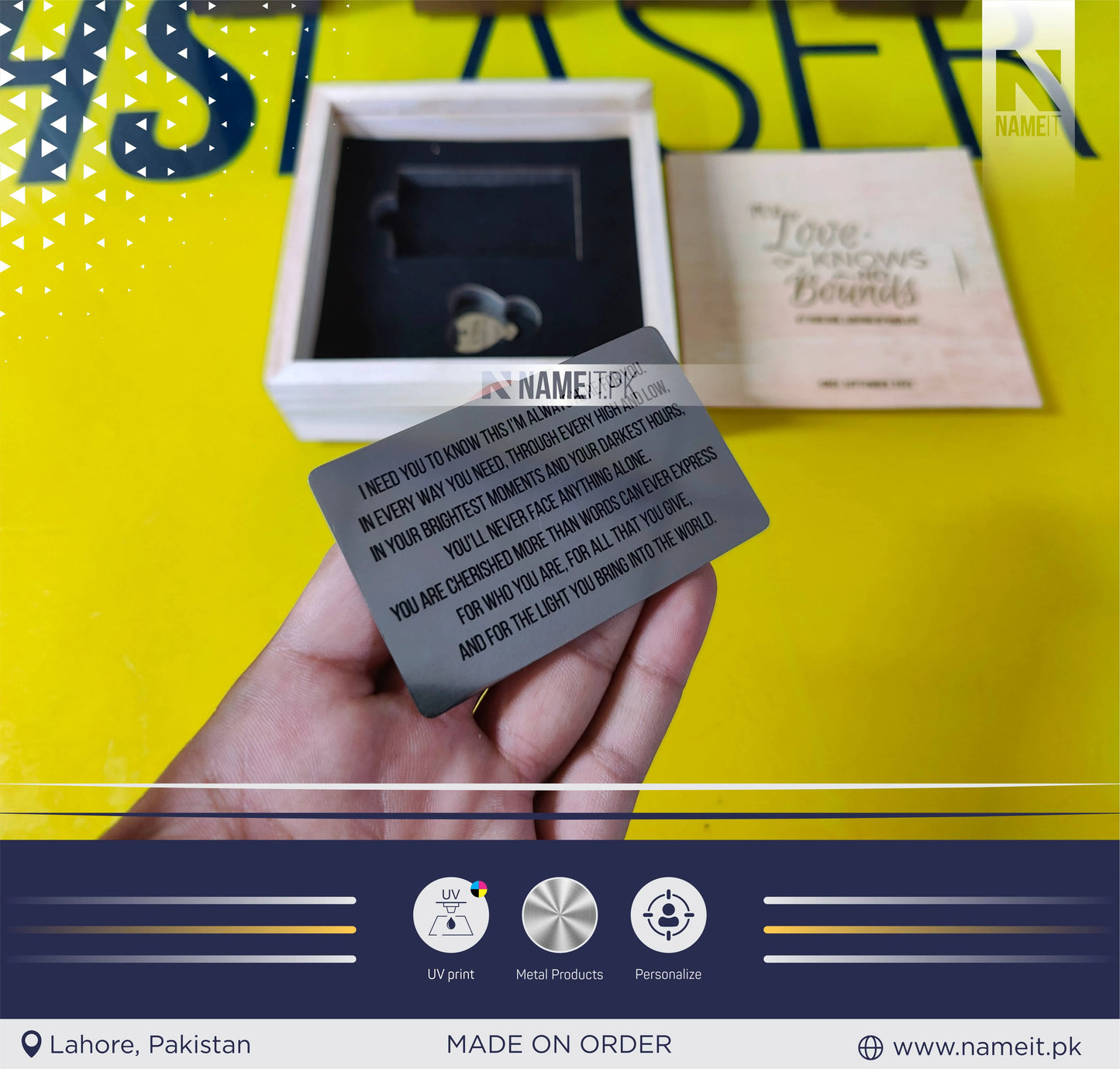 Customize Metal Wallet Card With Message, Customize Metal Tag With Box Packing (perfect Gift To Send Your Father , Husband , Fiance Or Any One)