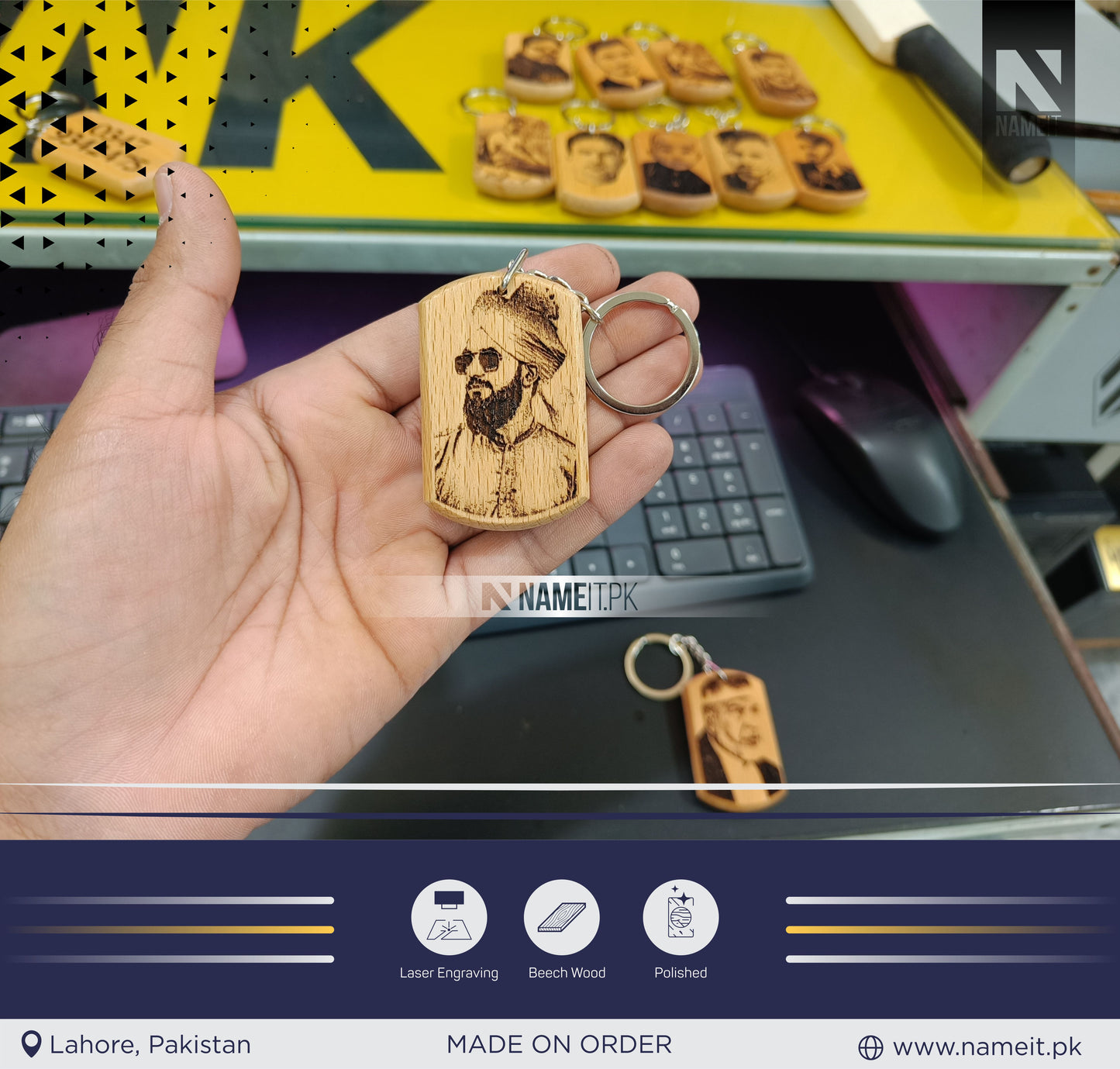 Customize Wooden Keychain with Pictures, Personalized Photo Keychain