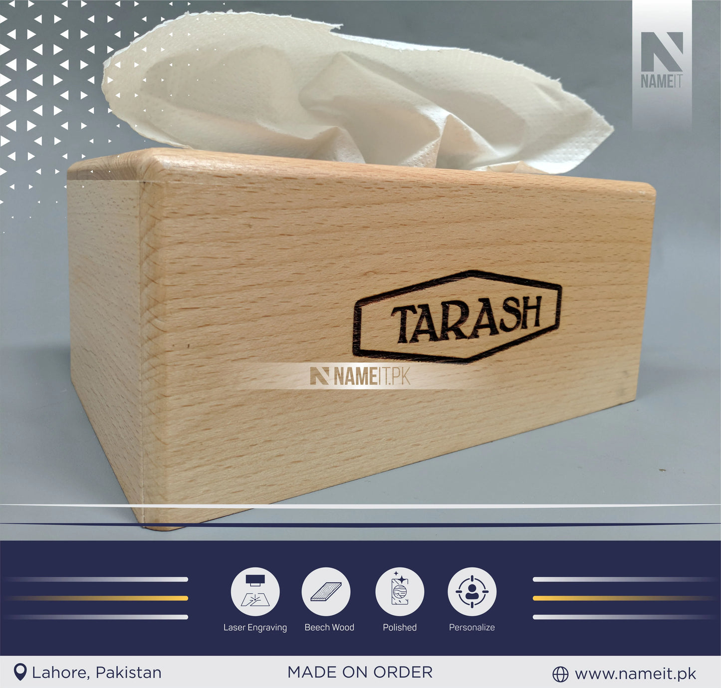 Customize Wooden Tissue Box, Company Branding, Logo, Name engraved