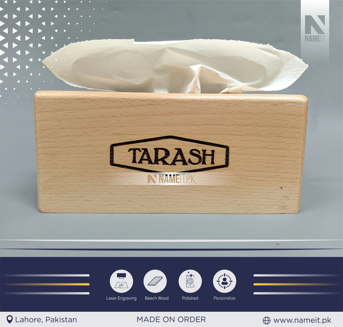 Customize Wooden Tissue Box, Company Branding, Logo, Name engraved