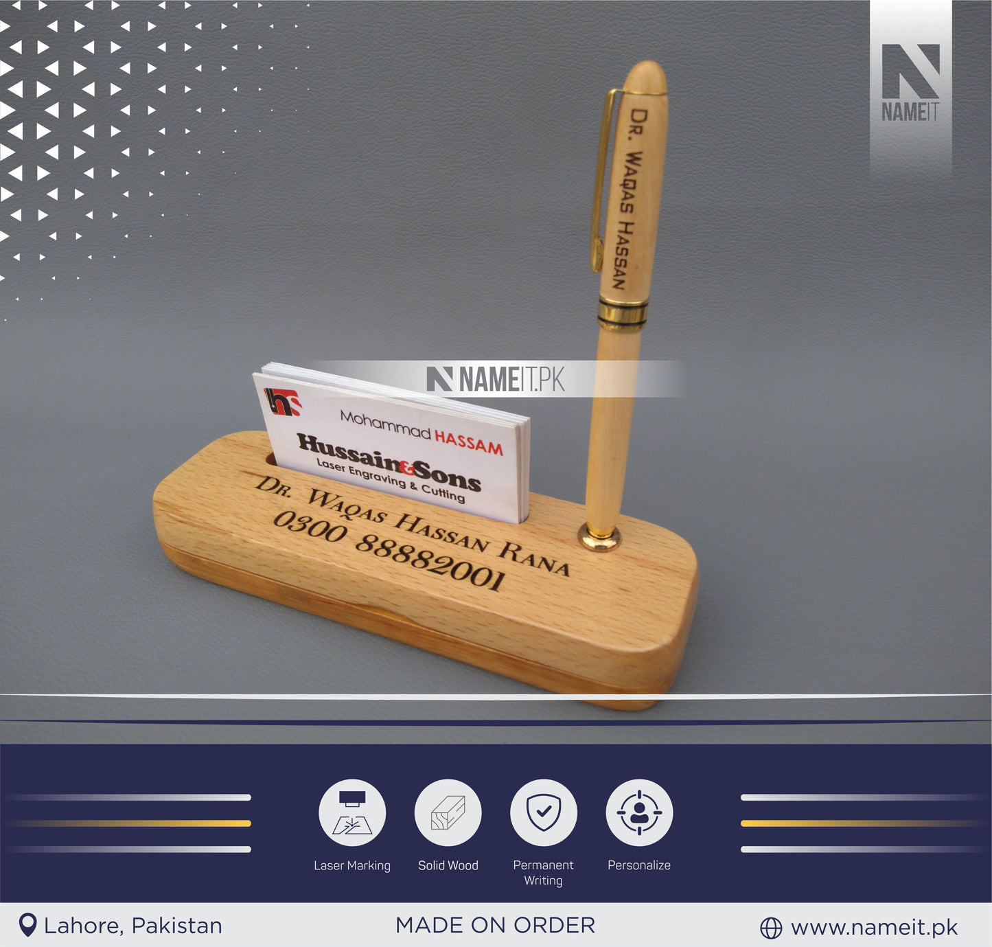 Customize wooden Pen and Box, Custom Engraved Name Wooden Holder Box Set