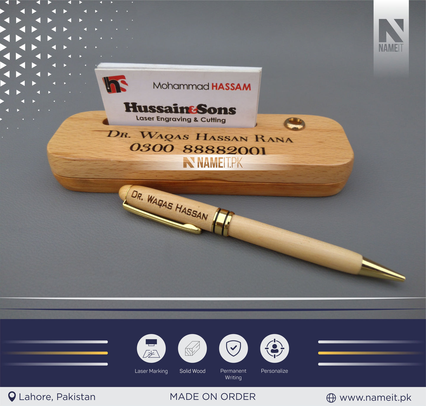 Customize wooden Pen and Box, Custom Engraved Name Wooden Holder Box Set