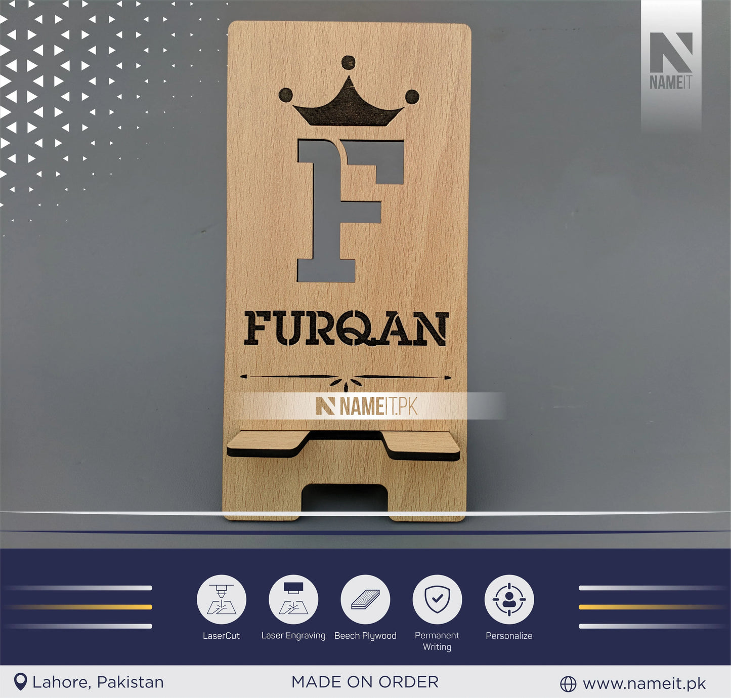 Mobile Wooden Stand, Customize Mobile Stand, Engraved Mobile Wooden Stand.