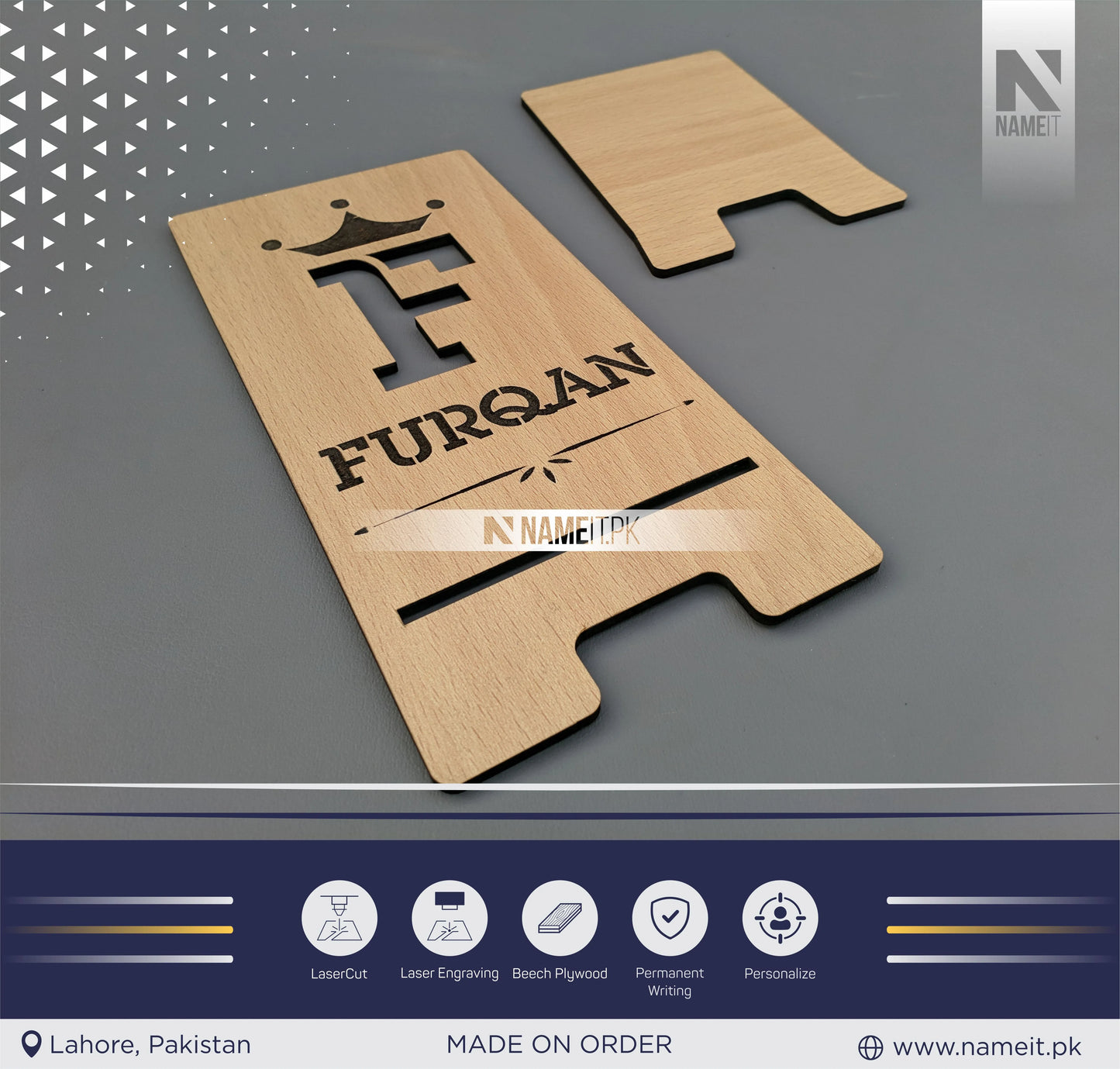 Mobile Wooden Stand, Customize Mobile Stand, Engraved Mobile Wooden Stand.