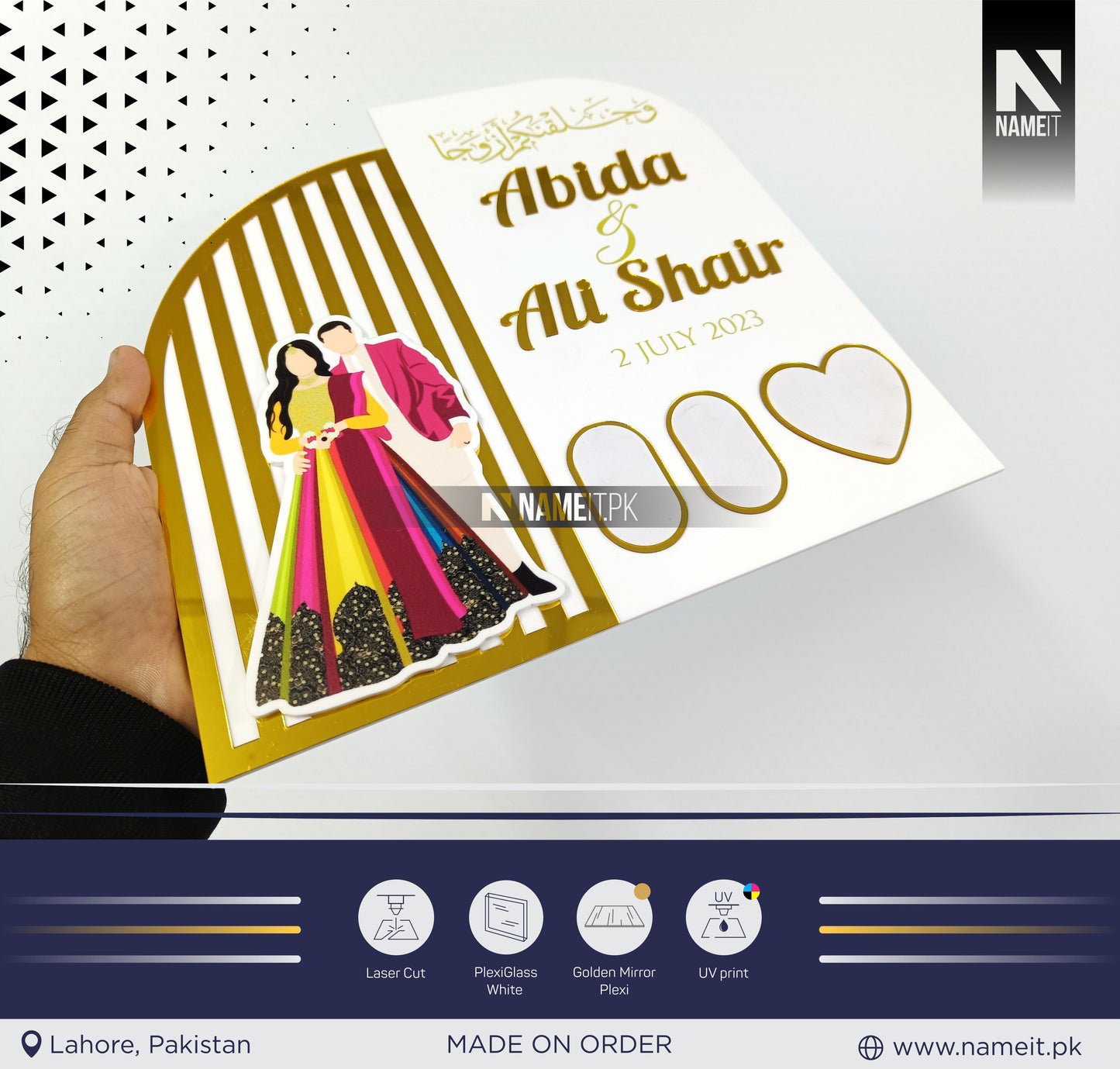 Personalized Nikkah Acrylic ThumbPrints Board Fingerprint islamic nikkah certificate Muslim Marriage Contract thumbprints Frame Customized