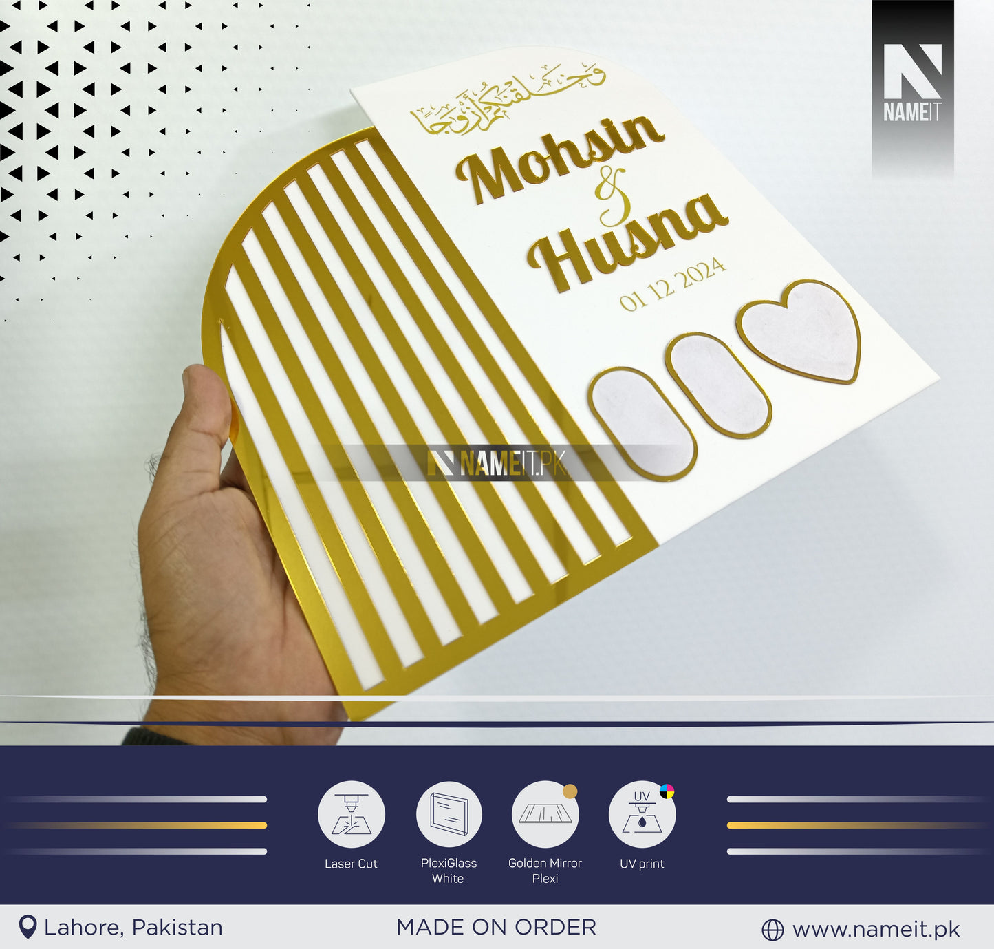 Personalized Nikkah Acrylic ThumbPrints Board Fingerprint islamic nikkah certificate Muslim Marriage Contract thumbprints Frame Customized