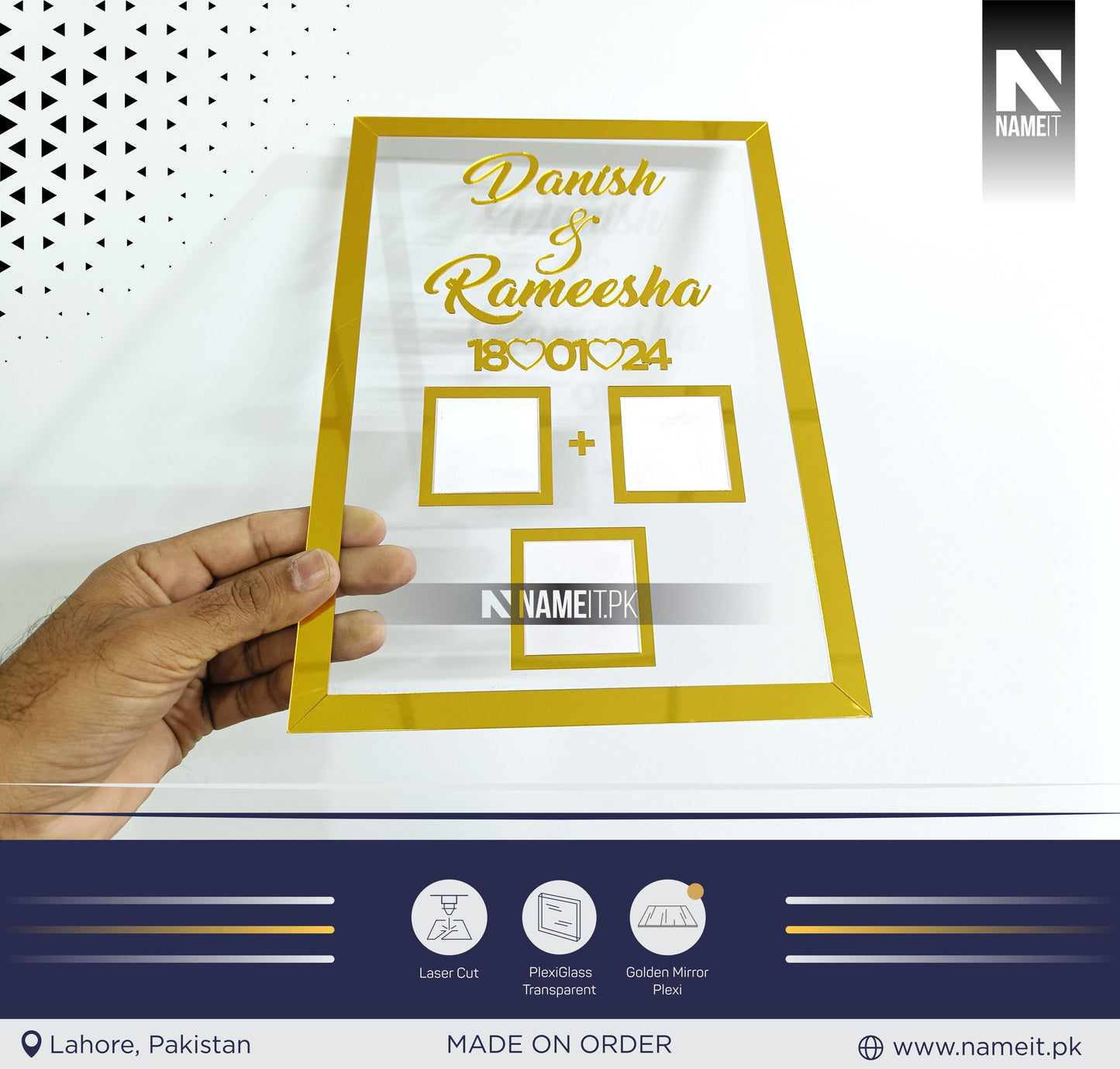 Personalized Nikkah Acrylic ThumbPrints Board Fingerprint islamic nikkah certificate Muslim Marriage Contract thumbprints Frame Customized