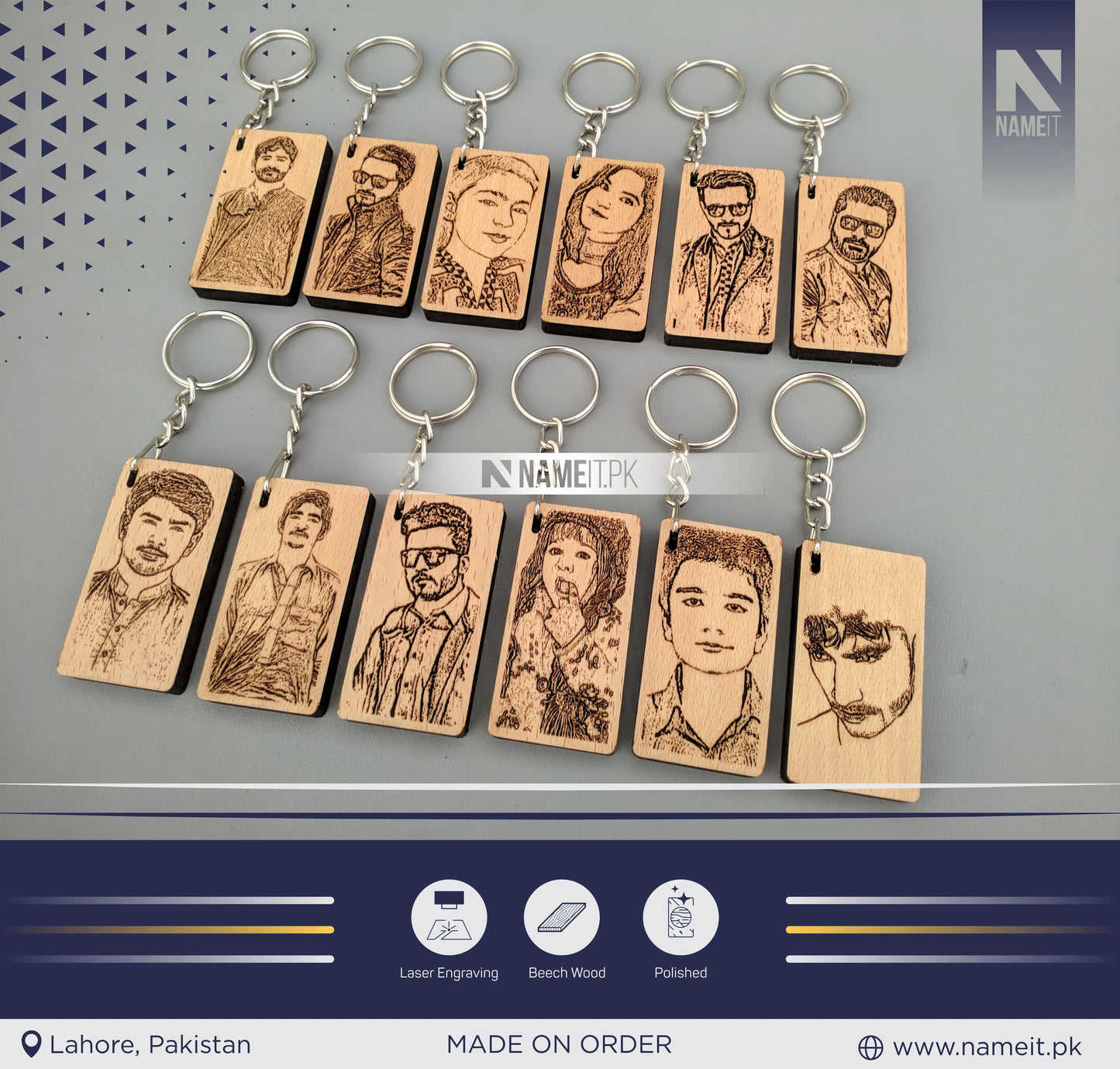 Customize Wooden Keychain with Pictures, Personalized Photo Keychain