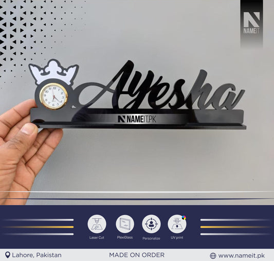 Personalized Acrylic Desk Name Clock, Custom Name Clock