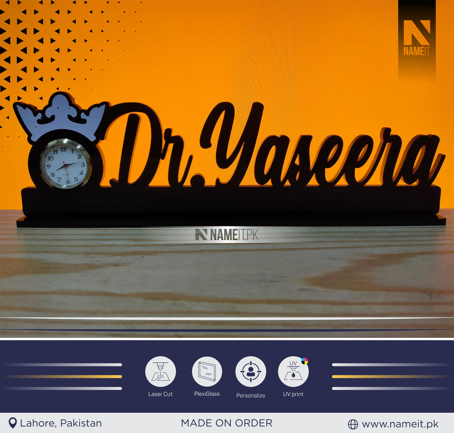 Personalized Acrylic Desk Name Clock, Custom Name Clock