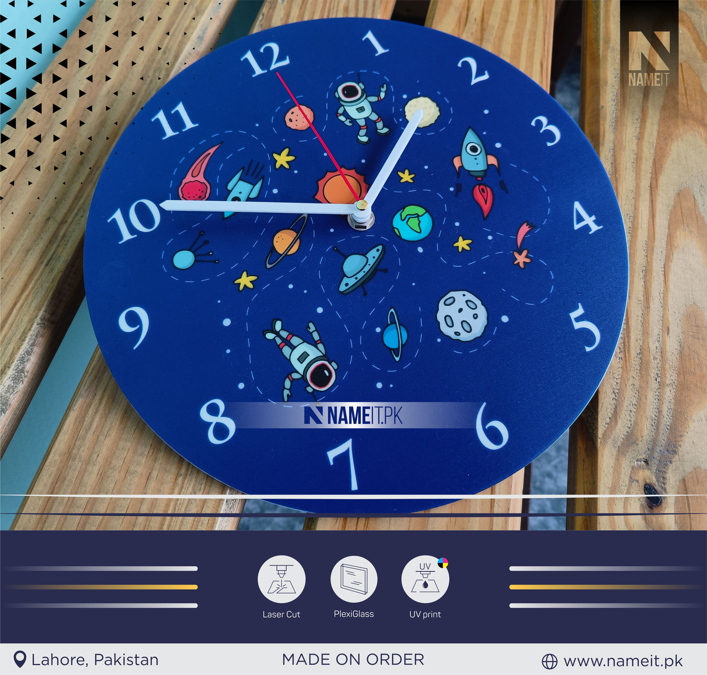 Personalized WallClock, Nursery Room Decor, Premium UV Printed Clock