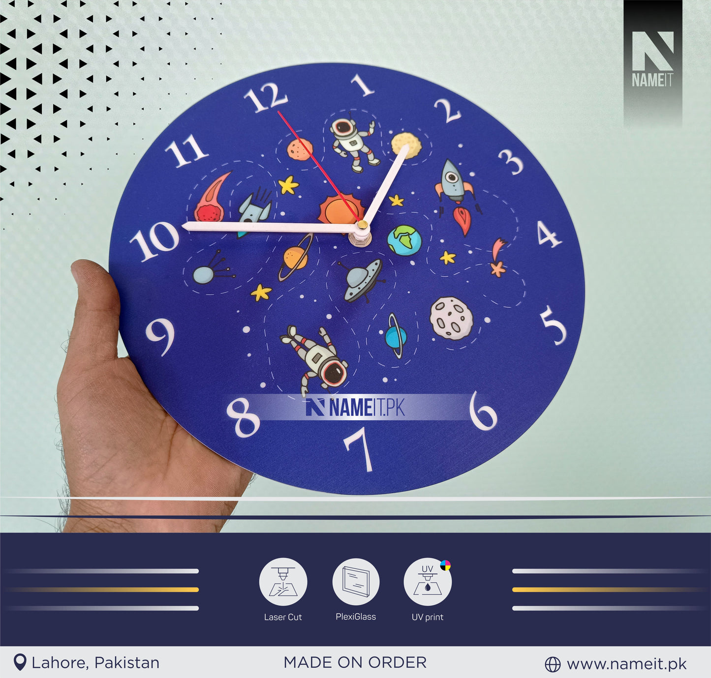 Personalized WallClock, Nursery Room Decor, Premium UV Printed Clock