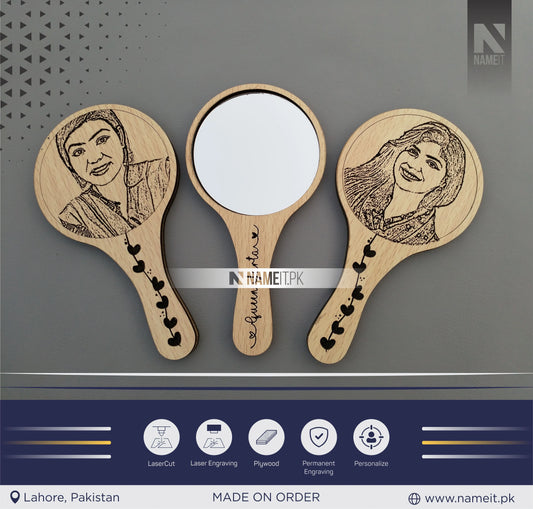 Wooden Hand Mirror, Customize Hand Mirror with Picture